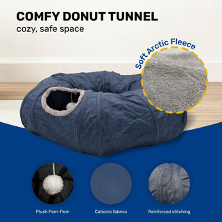 3-Way Durable Cationic Fabric Cat Tunnel - Indoor Play & Resting Spot - Miyoky