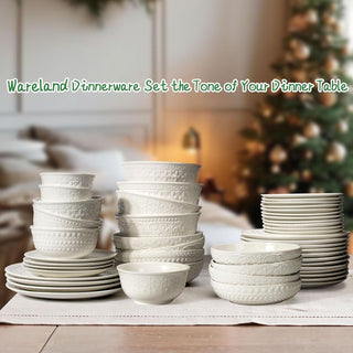 Set of 4 8.25-inch salad plates, embossed ceramic dessert plates - KitchenAid, microwave, oven and dishwasher safe