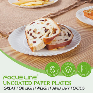 6in/ 7in White Paper Plates - Perfect for Picnics & Birthdays - FOCUSLINE - JOLLYCHEF
