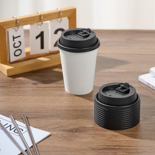 3.6in Black Plastic Lids for 10oz/ 12oz/ 16oz/ 20oz Paper Cups - Jolly Chef - JOLLYCHEF
