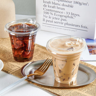 Multiple Sizes Clear PET Plastic Cups with Strawless Sip Lids - Iced Coffee & Smoothie - Lilymicky - JOLLYCHEF
