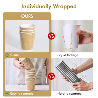 8oz /12oz Brown Ripple Wall Insulated Paper Coffee Cups - Hot Drinks & Cafe - DAILYPACK - JOLLYCHEF
