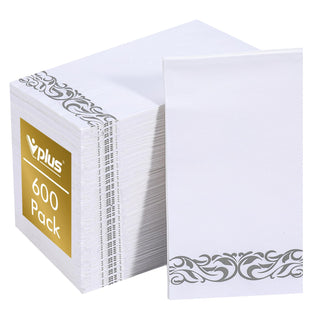 3 - Ply White and Sliver Pattern Paper Napkins - Weddings & Parties - Vplus - JOLLYCHEF