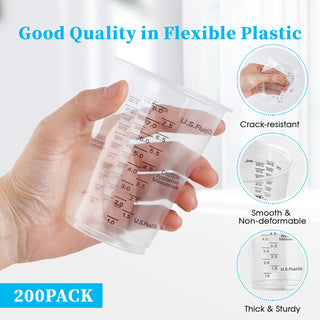 8oz Clear  Plastic Measuring Cups with Stirrers - Baking & Paint Mixing - Lilymicky - JOLLYCHEF