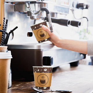 Multiple Size Brown Paper Coffee Cups with Lids & Sleeves & Straws - Hot Coffee & Office - Jolly Party - JOLLYCHEF