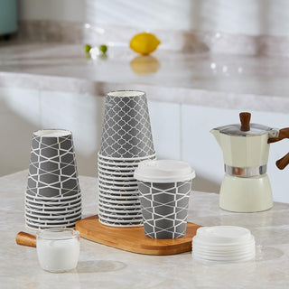 Multiple Size Gray Paper Coffee Cups with Lids - To Go Cups & Home - Jolly Party - JOLLYCHEF