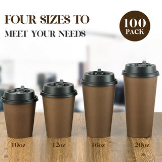 Multiple Size Brown Paper Coffee Cups Sets - Office & Party - LITOPAK - JOLLYCHEF