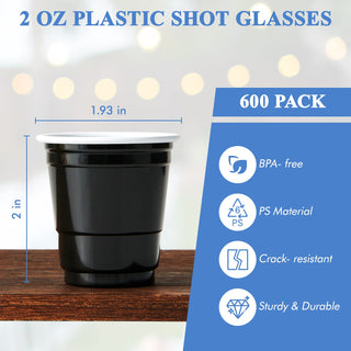 2oz Black Plastic Dessert Cups - Picnics & Party - Lilymicky - JOLLYCHEF