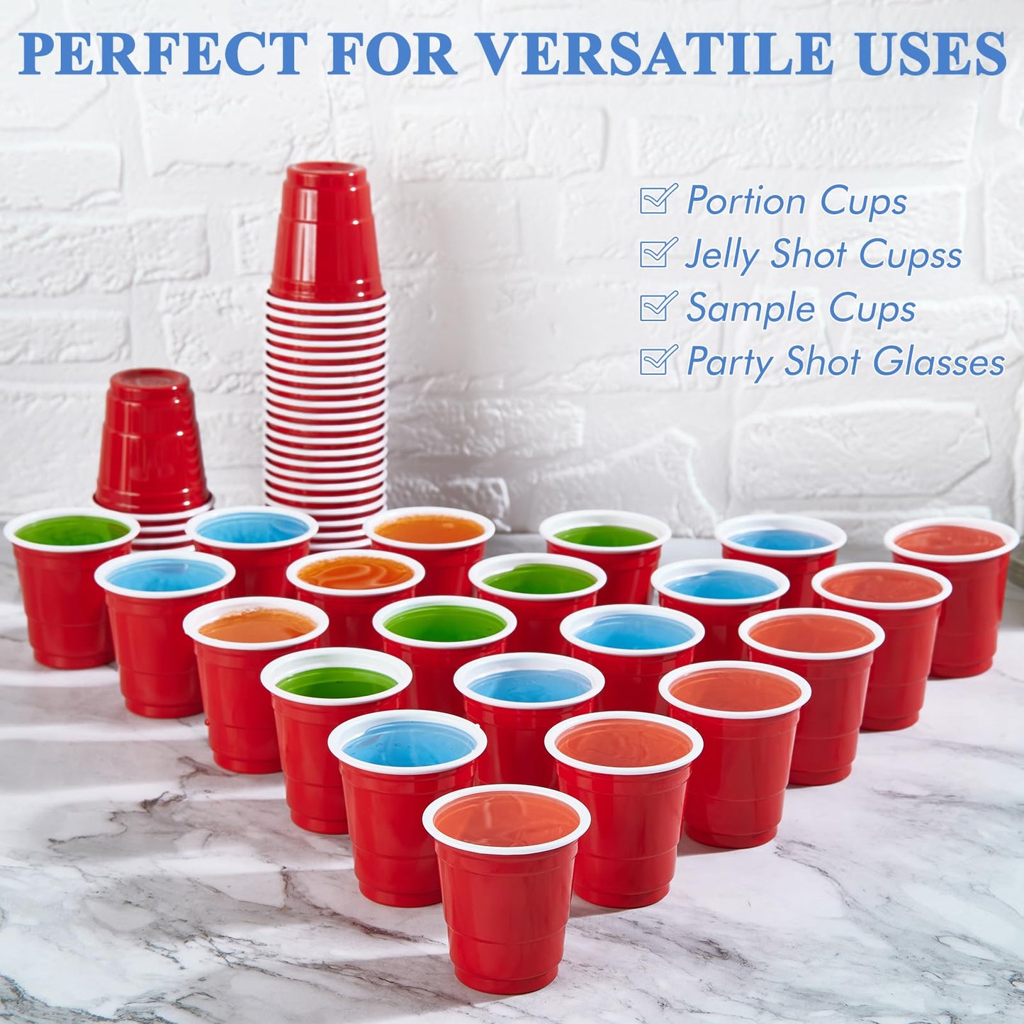 「Jolly Choice」2oz Red Plastic Shot Cups