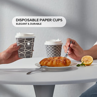 Multiple Size Gray Paper Coffee Cups with Lids - To Go Cups & Home - Jolly Party - JOLLYCHEF