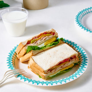 8.375in Green and White Diamond Pattern Paper Plates - Dinner Parties & Summer Picnics - JOLLY PARTY - JOLLYCHEF