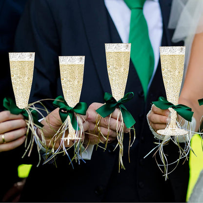 Flûtes à champagne en plastique pailletées dorées, bleues et violettes