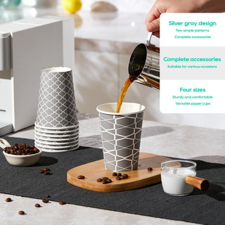 Multiple Size Gray Paper Coffee Cups with Lids & Sleeves & Straws - To Go Cups & Home - Jolly Party - JOLLYCHEF