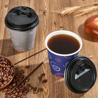 12oz/16oz/20oz Purple& Gray Paper Coffee Cups with Lids and Straw - Office & Travel - TV TOPVALUE - JOLLYCHEF