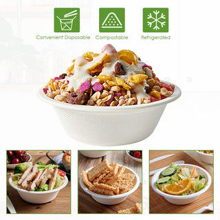 12oz White Narrow Mouth Compostable Bowls - Hot & Cold Foods - Vplus - JOLLYCHEF