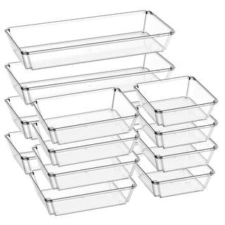 Clear Rectangular Stackable Plastic Drawer Organizer -   Kitchen & Bathroom Storage - JOLLYIN - JOLLYCHEF