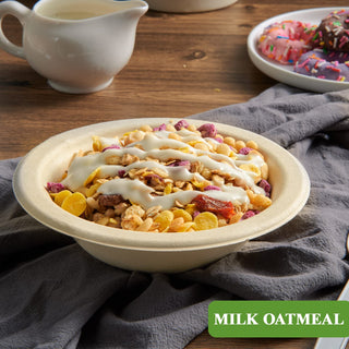 12oz/ 16oz Natural Wide - mouth Compostable Bowls - Milk & Chili Soups - Vplus - JOLLYCHEF