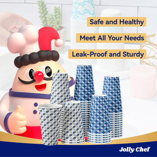 12oz /16oz Blue Leaf Design Leak - Resistant Coffee Cups - Office & Party Use - Jolly Chef - JOLLYCHEF