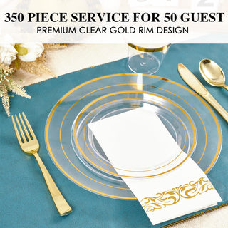 Clear Plastic Gold Rimmed Dinnerware Sets - Parties & Gathering - FOCUSLINE - JOLLYCHEF