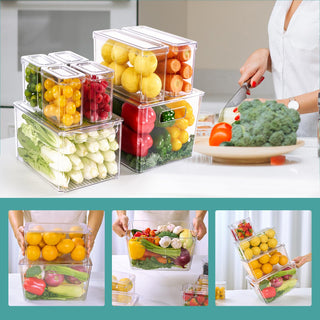 6 Pack / 8 Pack Clear Stackable Plastic Storage Containers - Kitchen & Fridge Organization - MUCHII - JOLLYCHEF