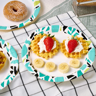 8.375in Blue with Irregular Patterns Round Paper Plates - Parties & Picnics - FOCUSLINE - JOLLYCHEF