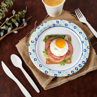 8in /10in Green and Blue Camo Round Paper Plates - Family Gatherings & Picnics - MUCHII - JOLLYCHEF