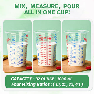 20oz/32oz Clear Plastic Measuring Cups with Stirrers - Kitchen & DIY Projects - Lilymicky - JOLLYCHEF