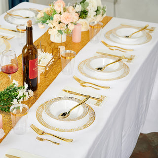 12oz White Gold Lace Rim Wide Round plastic bowls - Weddings & Holiday Dinners - JOLLY PARTY - JOLLYCHEF