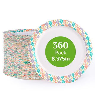 8.375in/ 10in Multicolor Checkered Round Paper Plates - Meals & Parties - FOCUSLINE - JOLLYCHEF