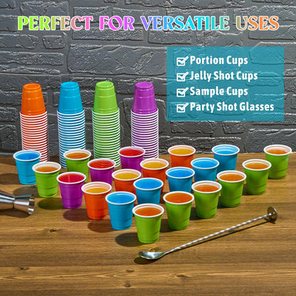 「Jolly Choice」2oz Colorful Plastic Shot Cups