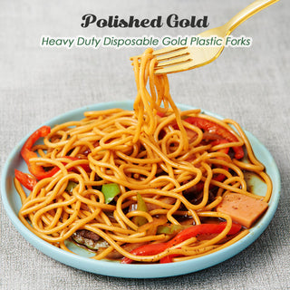 Gold Elegant Plastic Knives, Forks & Spoons - Catering & Wedding - FOCUSLINE - JOLLYCHEF
