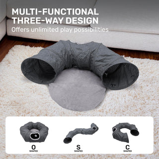 3-Way Durable Cationic Fabric Cat Tunnel - Indoor Play & Resting Spot - Miyoky