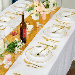 12oz White with Gold Rim Round Plastic Bowls - Fruits & Parties - JOLLY PARTY - JOLLYCHEF