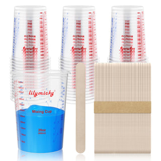 20oz/32oz Clear Plastic Measuring Cups with Stirrers - Kitchen & DIY Projects - Lilymicky - JOLLYCHEF
