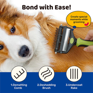 Multi - Functional 3 - in - 1 Grooming Rake Deshedding Brush - Pet Grooming & Shedding Season - Miyoky - JOLLYCHEF