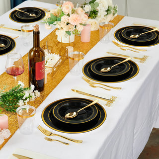 12oz Black with Gold Rim Round Plastic Bowls - Fruits & Salads - JOLLY PARTY - JOLLYCHEF