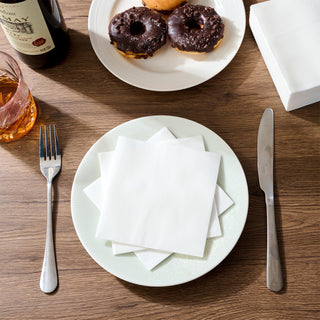 1 - Ply Solid White Premium Linen - Fee Cocktail Napkins - Weddings & Parties - FOCUSLINE - JOLLYCHEF
