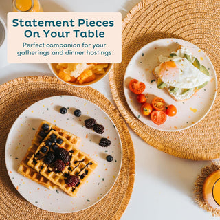 4-Pack Reusable Bamboo Plates, Non-Toxic Toddler and Kids Plates, Dishwasher Safe, Not Microwave Safe (Celebration 8 Inch)