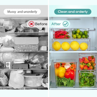 6 Pack / 8 Pack Clear Stackable Plastic Storage Containers - Kitchen & Fridge Organization - MUCHII - JOLLYCHEF