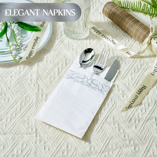 3 - Ply White and Sliver Pattern Paper Napkins - Weddings & Parties - Vplus - JOLLYCHEF