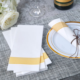 1 - Ply Gold Striped Pattern Paper Napkins - Guestrooms & Bathroom - LITOPAK - JOLLYCHEF
