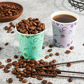 5oz Purple & Light Green Floral Pattern Paper Dessert Cups - Cupcake & Party - TV TOPVALUE - JOLLYCHEF