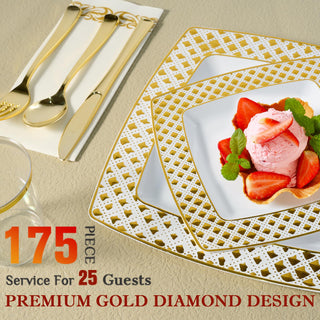 Clear Elegant gold dinnerware set - Wedding & Birthday Party - FOCUSLINE - JOLLYCHEF