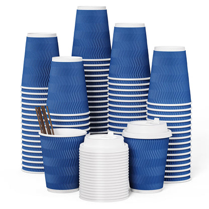 Blue Corrugated Coffee Cups