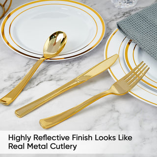 Gold Elegant Plastic Knives, Forks & Spoons - Catering & Wedding - FOCUSLINE - JOLLYCHEF