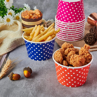 8oz/ 12oz/ 16oz  Pink & Blue & Orange Circular Versatile Ice Cream Cups - Party & Event Use - LITOPAK - JOLLYCHEF
