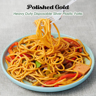 Silver Food - Grade Plastic Knives, Forks & Spoons - Catering & Parties - FOCUSLINE - JOLLYCHEF