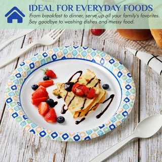 8in /10in Green and Blue Camo Round Paper Plates - Family Gatherings & Picnics - MUCHII - JOLLYCHEF