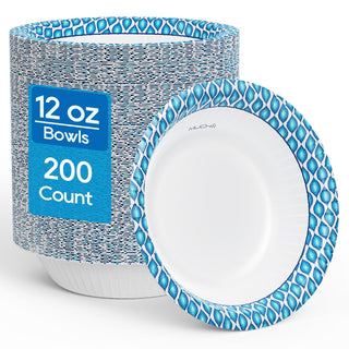 12oz/ 16oz/ 20oz Blue with Printed Camouflage Border Round Paper Bowls - Breakfast & Party - MUCHII - JOLLYCHEF