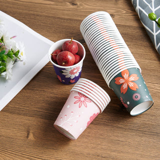 3oz Purple & Green Floral Pattern Paper Dessert Cups - Cupcake & Party - TV TOPVALUE - JOLLYCHEF